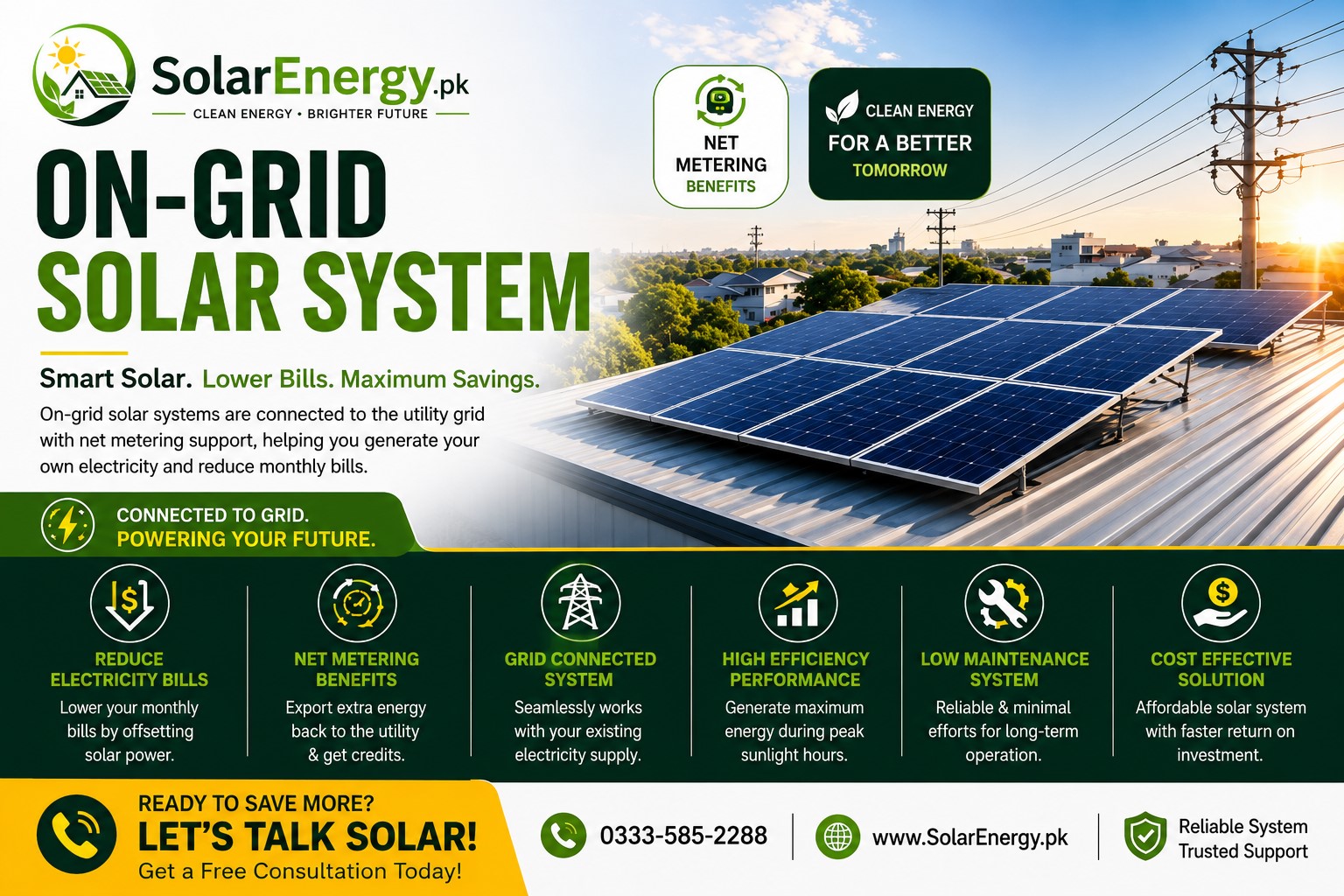 on grid solar systems by solarenergy.pk 0333-5852288
